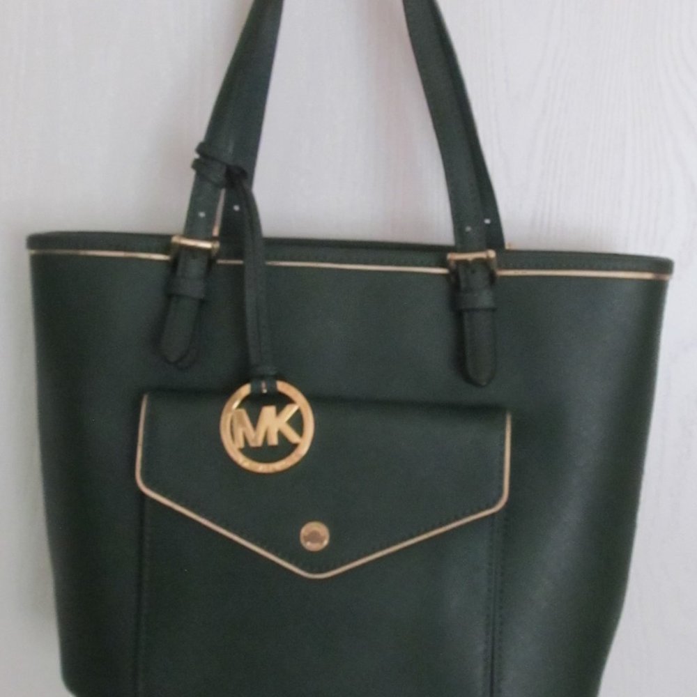 MICHAEL KORS SHOULDER TOTE ...  DARK  HUNTER GREEN
